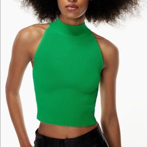 Aritzia Babaton sculpt knit halter top in Gloss Green in size S